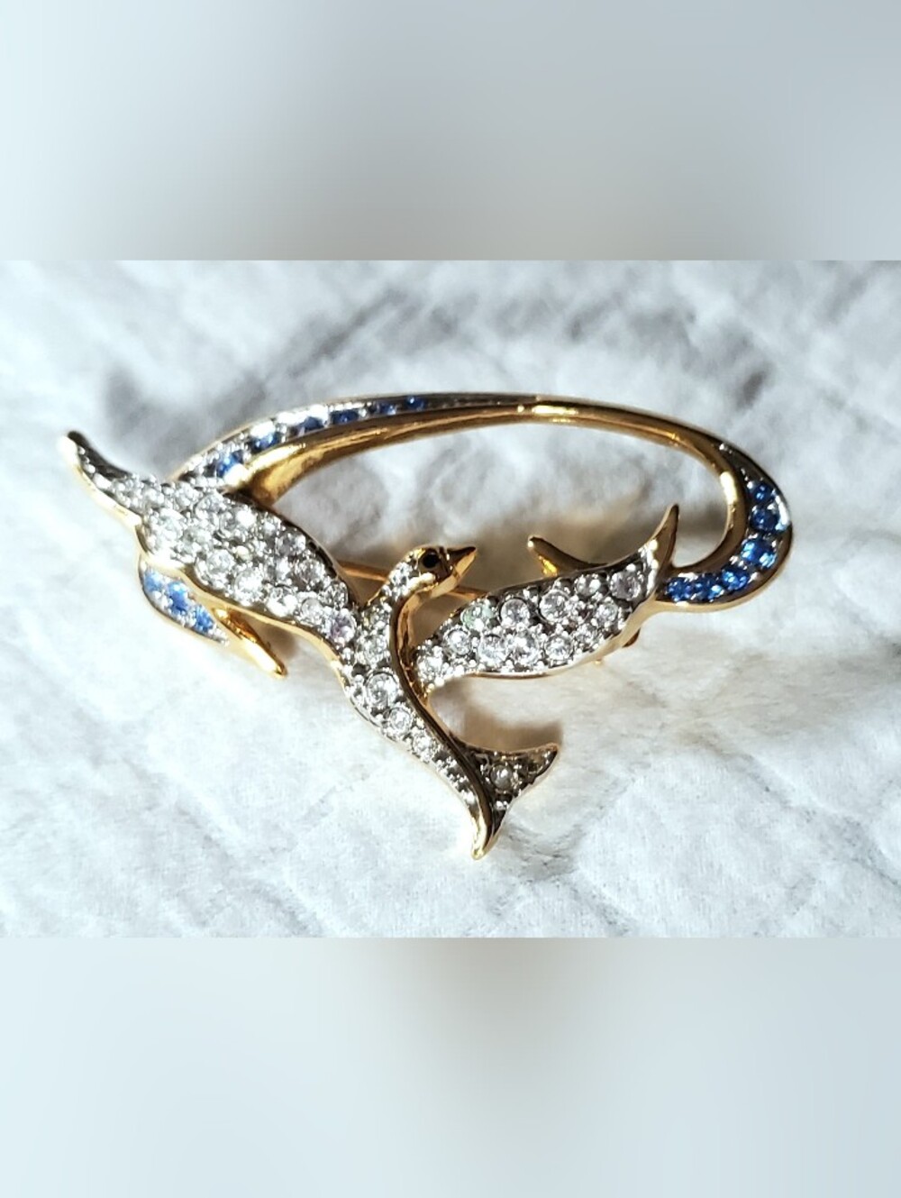 Vtg Swarovski Peace Freedom Ice Bird Crystal GPl 9/11 Memory Brooch